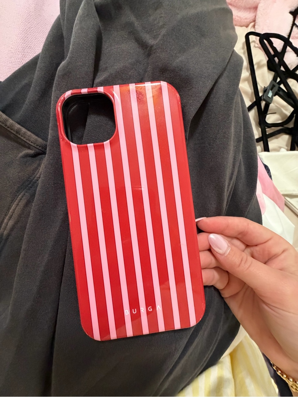 Burga Red & Light Pink Striped Protective Phone Case